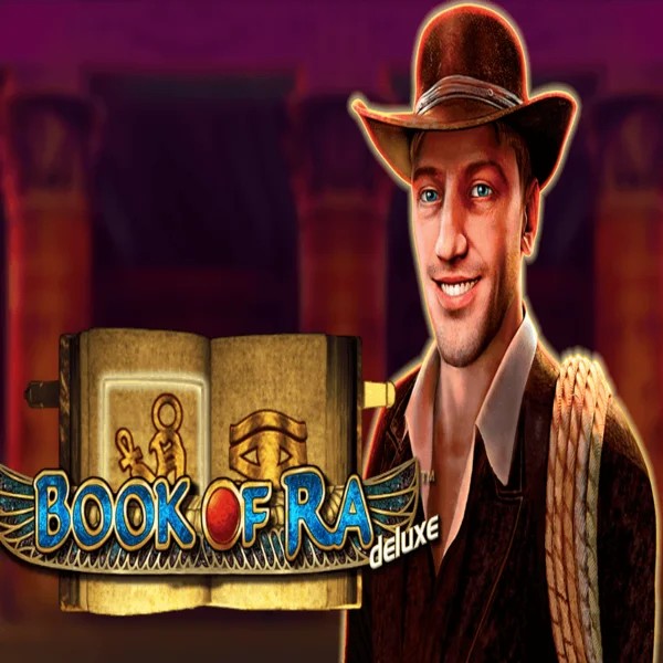Book of Ra Deluxe logo by Novomatic Scored Casino